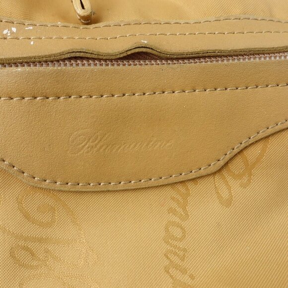 Beige Leather Nylon Backpack MEDIUM Light Italian Luxury Rose ITALY BLUMARINE - Picture 15 of 16